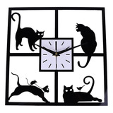 Reloj De Pared Cuadrado Silencioso Con Forma De Gato Para Ni