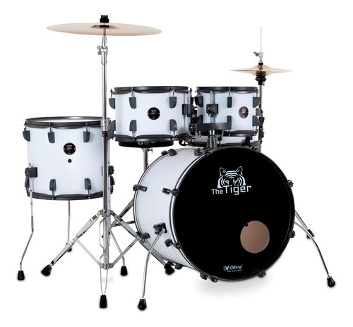 Bateria Odery The Tiger Matte White 22¨,10¨,12¨,16¨ Com Fer