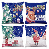 Fundas De Almohada Navideñas Azules De 18x18 Pulgadas ...