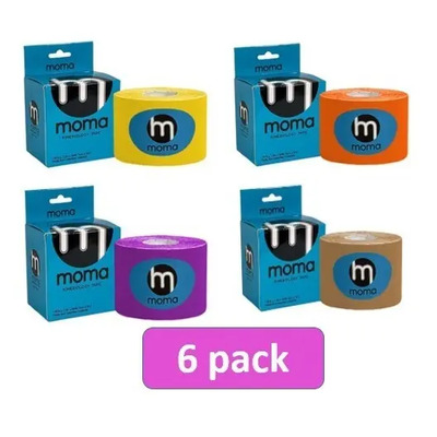 Moma, Cinta Kinesiologica, Kinesiology Tape, Kinesio, Paq 6 Color Negro | Meses sin interés