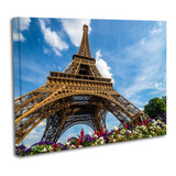Cuadro Lienzo Canvas 50x60cm Fotografia Torre Eiffel Flores