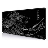 Gran Mouse Pad Japonés Ola (35.4x15.7 In), Negro Gaming Anim