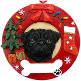 Pug Adorno Navideño Guirnalda Negra Forma Fácilmente ...