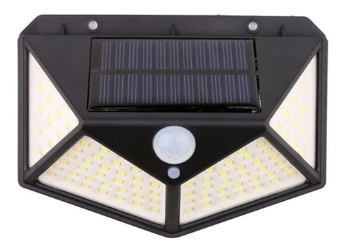 Aplique Reflector Led Panel Solar 100 Leds Sensor Movimiento Color De La Carcasa Negro Color De La Luz Blanco Frío