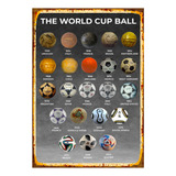 1 Cartel Metal Aluminio Balones Mundiales De Futbol 40x28 Cm