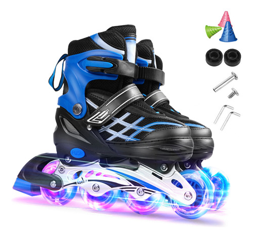 Patines En Línea Con Luz Iluminadora Ajustables Para Jóvenes