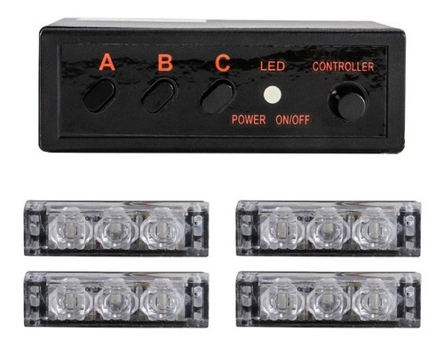 Set 4 Modulos Baliza Led 12w 12v P/bomberos Nl-352-4-roja