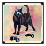 #383 - Cuadro Decorativo Vintage - Gato Negro Skate Poster 
