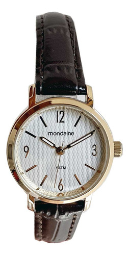 Relógio Mondaine Feminino Pequeno Pulseira Couro Marrom