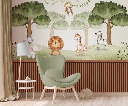 Papel De Parede Infantil Safári Quarto De Bebê 10m² Pp479