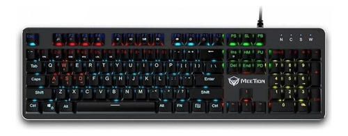 Teclado Gamer Meetion Mk007 Qwerty Meetion Blue Inglés Us Color Negro Con Luz Rgb