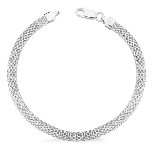 Pulseira Esteira Abaulada 4,5mm Unissex Prata 925