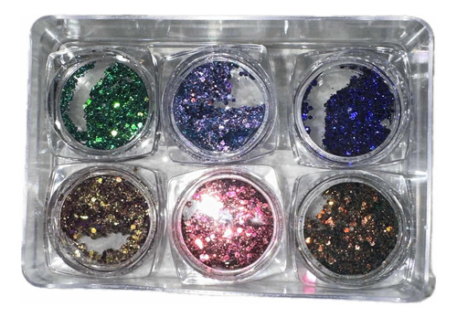 Kit De 6 Sombras Glitter Para Ojos Con Ligero Adhesivo Color De La Sombra Mix