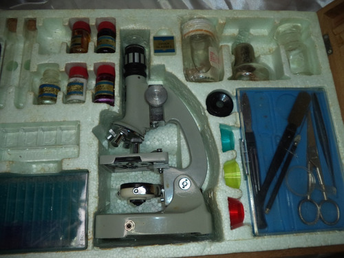 Kit Microscópio Antigo Acessorios Rarissimo Anos 70 