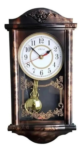 Relógio Analógico De Parede Rústico Lindo Pêndulo Ativo 38cm Cor Da Estrutura Rustica Cor Do Fundo Branco