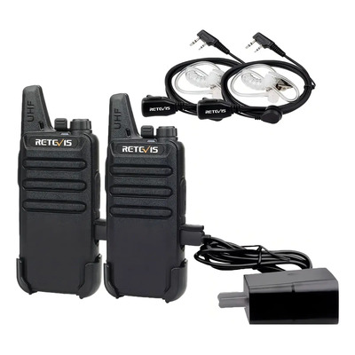 2 Radios Walkie Talkie Retevis Mini Rt22e Incluye Auricular Tipo Escolta Carga Usb | Envío gratis