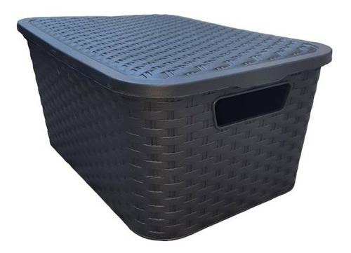 6 Cajas Cesto Canasto Organizador Plastico Símil Rattan Med.