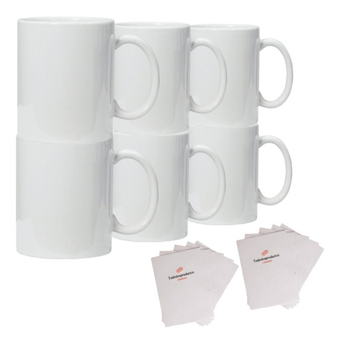 Taza Blanca Tlp 11oz Para Sublimar Caja 36 Piezas + 2 Paquetes Papel A4  