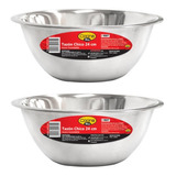 Set 2 Bowls Acero Inoxidable 24cm  Tazon Ensaladera Multiuso