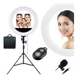 Kit Youtuber 12 Luz De Selfie Mini Tripe Microfone Lapela