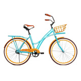 Bicicleta Urbana Black Panther Aruba R26 Color Celeste/naranja Con Pie De Apoyo