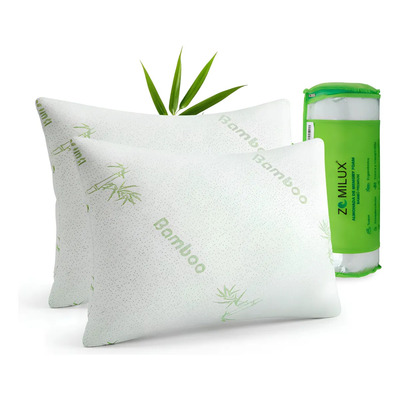2 Almohadas Memory Foam Con Funda De Bambú Premium Lavable con Cierre Ergonómica Suave Hipoalergénica Tamaño King Size 90×50 cm Marca Zomilux 2 Piezas | Meses sin interés