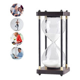 Decoración De Reloj De Arena De Cristal De Madera Negra, 30