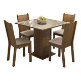 Juego Comedor Mesa Tapa Cristal 4 Sillas Perla Madesa M/c/b