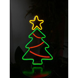 Placa Luminosa Led Neon Arvore Natal, Merry Christmas, Noel