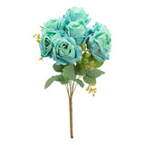 Buquê De Rosas 7 Botões Azul Turquesa 40cm - Vivaflor Decor