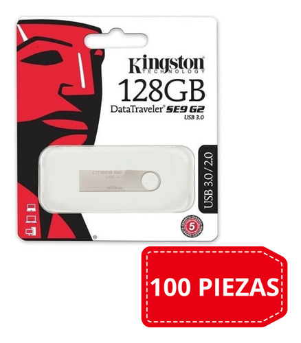 100 Memorias Usb Kingston Datatraveler Se9 G2 Dtse9g2 128gb