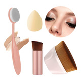 Juego Brochas Maquillaje Rostro Base Polvo Rubor + Esponja F