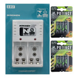 Kit Carregador + 8 Pilhas Aaa 2800mah Maxday Recarregável