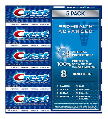 5 Pastas Dental De 164 G Crest Pro Health Importadas !!