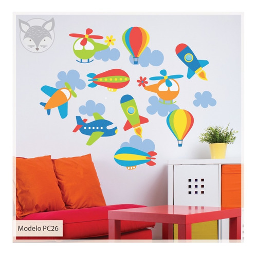 Vinilos Decorativos Infantiles Aviones Globos Robots Mapas