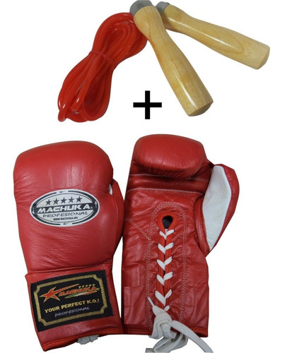 Un Par Guantes Box Piel 8oz Machuka Con Cuerda De Salto Pvc 