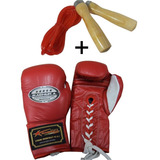 Un Par Guantes Box Piel 8oz Machuka Con Cuerda De Salto Pvc 