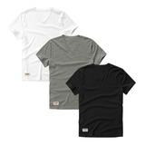 Kit 3 Camisetas Gola V Masculina Básicas 100% Algodão 30.1