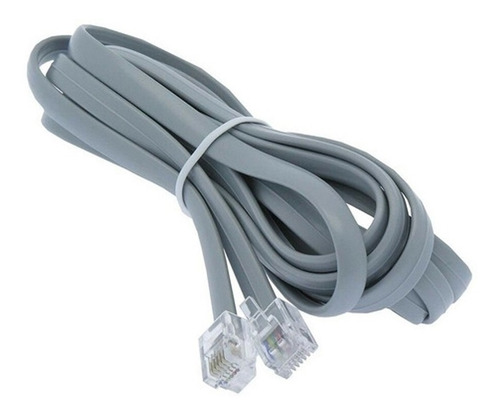 Cable Plano De Linea Telefono 2mts Rj11 4 Hilos Macho Blanco