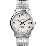 Reloj De Pulsera Timex Easy Reader Classic Tw2v054006p Color De La Correa Plata Color Del Bisel Plata Color Del Fondo Blanco