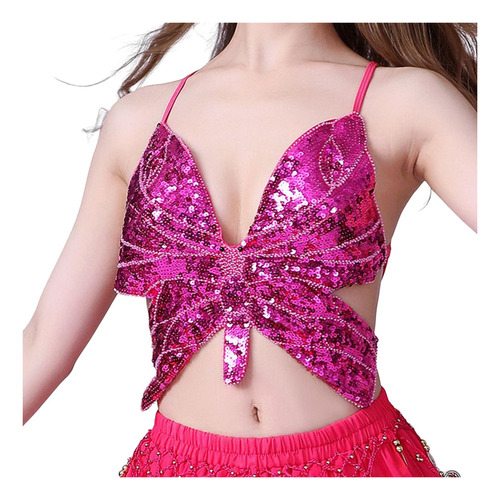 Lentejuelas Brillantes Mariposa Crop Top Traje De Danza Del