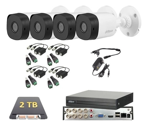 Kit 4 Cámaras 1080p 2 Mp Dahua 2 Tb Baluns Dvr 8 Canales