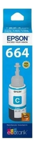 Tinta Epson T664 Original L355 L380 L395 L495 L1300 Cyan