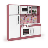 Cozinha Infantil Mdf Refrigerador Microondas Diana Bco/rosa