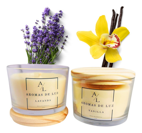 Kit 2 Velas Aromáticas Perfumada Vanilla E Lavanda 100gr