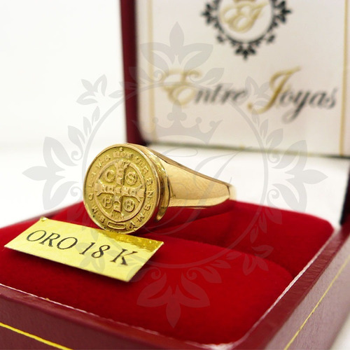 Anillo Sello Oro 18k San Benito Cruz 4 Grs  Hombre Mujer