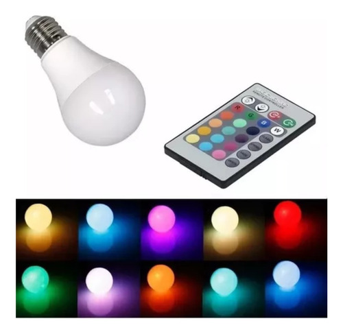 Lampara Led Rgb 7w 220v E27 Control Remoto 16 Colores