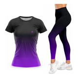 Kit Calça Legging Camiseta Feminina Degrade