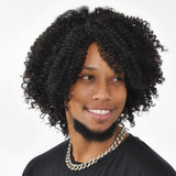 Peruca Wig Masculina Afro Curta Cor Preto Natural