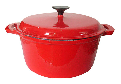 Olla Cacerola 26 Cm Hierro Fundido Roja Ss527/r Bazarnet. P3